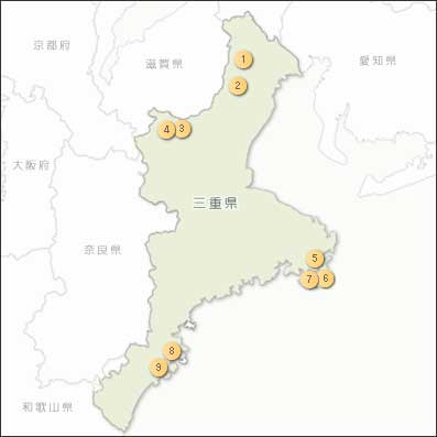 キャンプ三重ネット参加キャンプ場一覧マップ